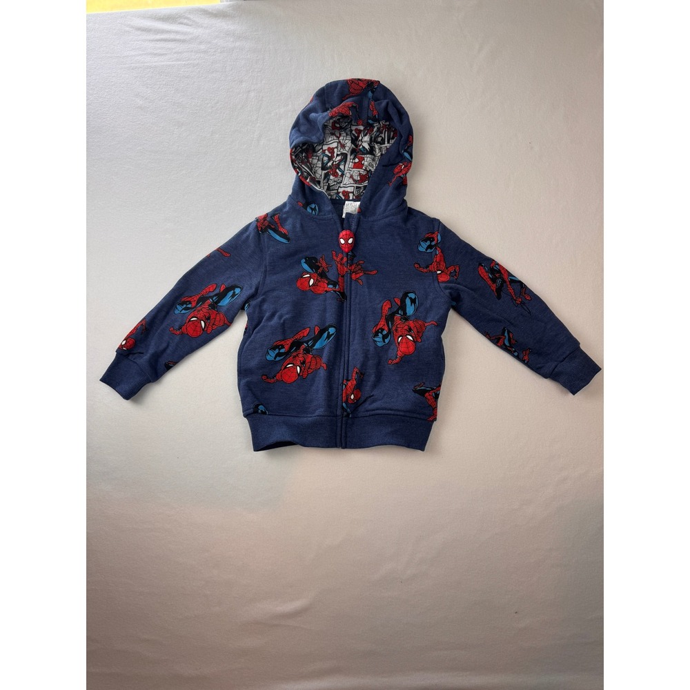 Marvel Spider-Man Boys Zip Hoodie Blue Full Zip Sweatshirt Size 5